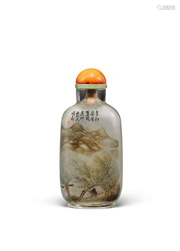 AN INSIDE-PAINTED GLASS SNUFF BOTTLE