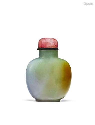 A LAVENDER AND PALE-GREEN JADEITE SNUFF BOTTLE