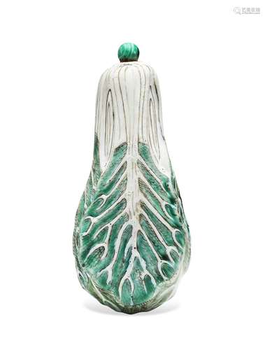 A GREEN AND WHITE-ENAMELED MOLDED PORCELAIN 'CABBAGE' SNUFF ...