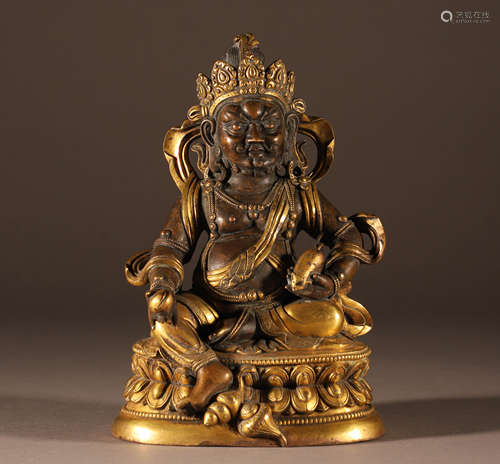 18th Century Bronze gilt seated statue of the God of wealth