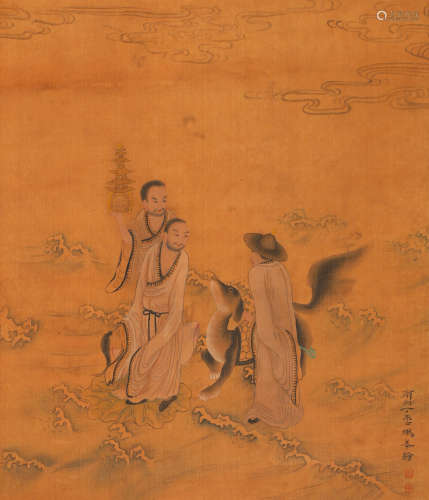 Silk figure of Ding Yunpeng in Chinese ink painting