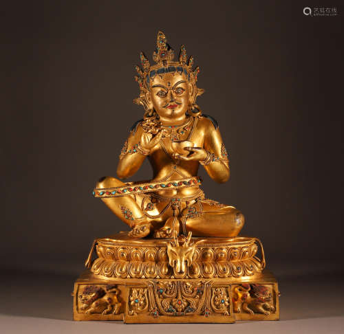 Bronze gilded seated figure of great achiever