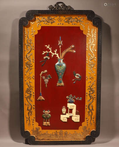 Qing palace lacquer inlaid Baibao Bogu hanging screen
