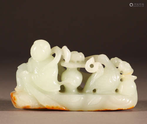 Qing Hetian jade character story ornaments