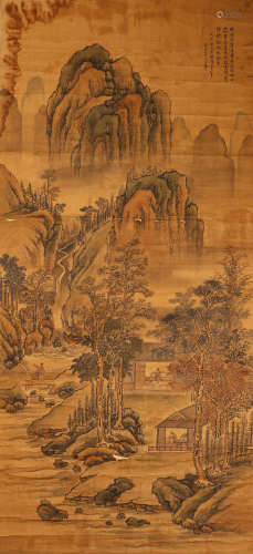 Chinese ink painting Wang Hui's silk landscape