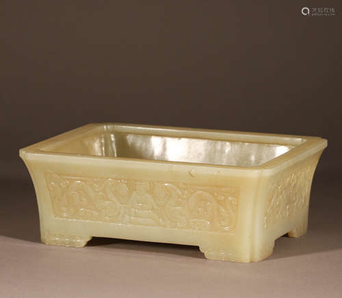 Qing Hotan white jade censer