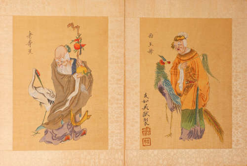 Chinese ink painting Wu Xian silk figure