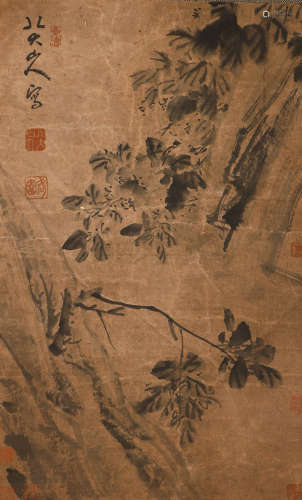 Chinese ink painting of paper flowers of Badashan people