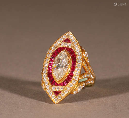 18K Gold Diamond Ruby Ring