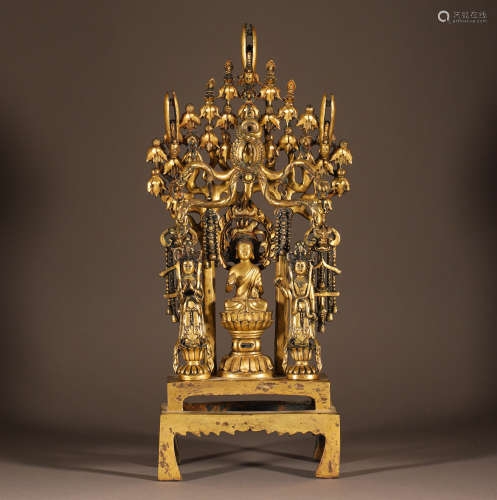 Gilded bench Buddha statue