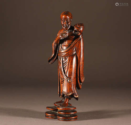 Qing boxwood figure ornaments