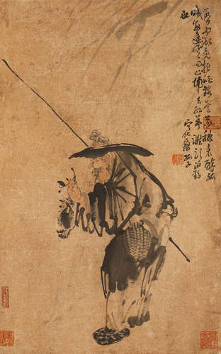 Huang Shen's paper figure in Chinese ink painting