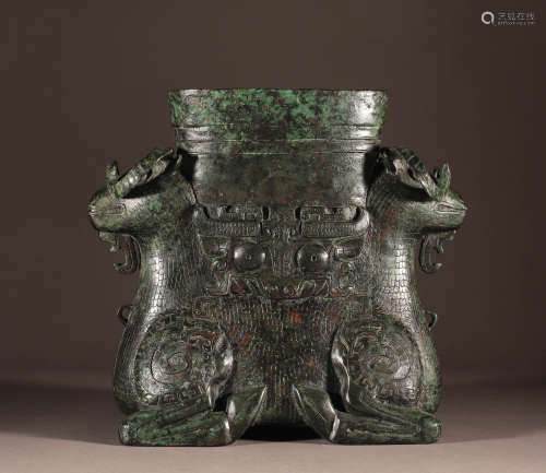 Bronze animal face pattern Shuangyang Zun