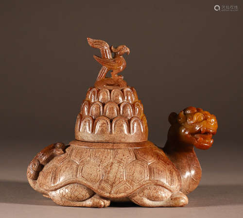 High ancient jade animal incense burner