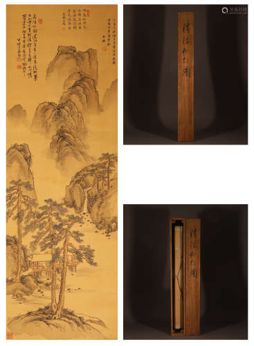 Chinese ink painting Wang Jian silk landscape painting