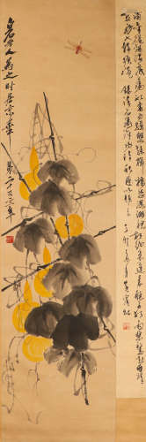 Chinese ink painting Qi Baishi paper flowers