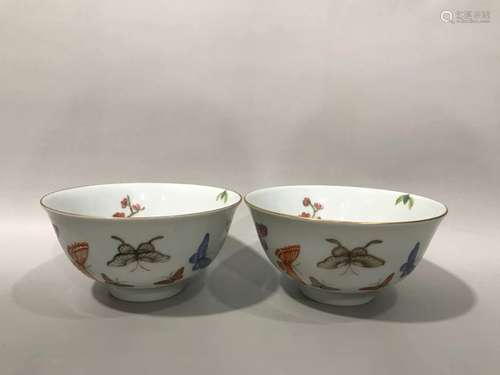 PAIR OF CHINESE FAMILLE ROSE BOWL ,DECORATED WITH BUTTERFLY....