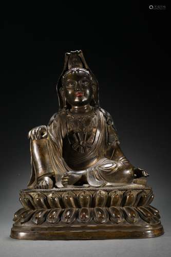 LARGE CHINESE BRONZE GUANYIN ,27.5X25X38CM WEIGHT 10700G