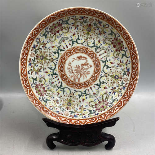 CHINESE FAMILE ROSE PLATE ,D 19CM