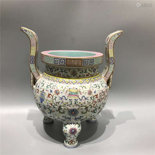 CHINESE PORCELAIN FAMILLE ROSE CENSOR ,H36CM ,D21CM