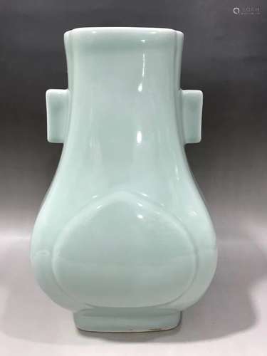 CHINESE CELDON CONG VASE , H 30.5CM