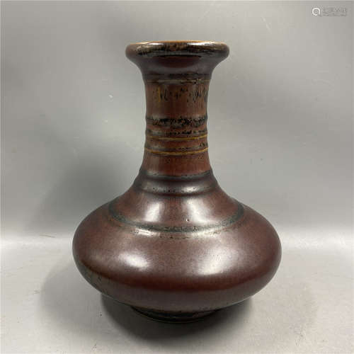 CHINESE BROWN GLAZED VASE ,H17.5CM