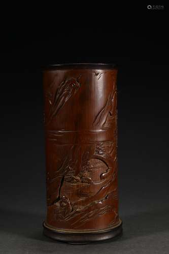 CHINESE BAMBOO BRUSH POT , 14.5X6.5CM