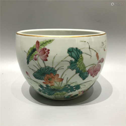 CHINESE FAMILLE ROSE JARDINERE , HAND PAINTED BIRDS ,D19CM H...