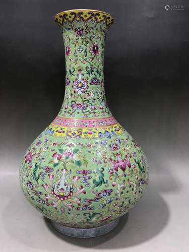 CHINESE FAMILLE ROSE PORCELAIN VASE ,DECORATED WITH FLOWERS,...