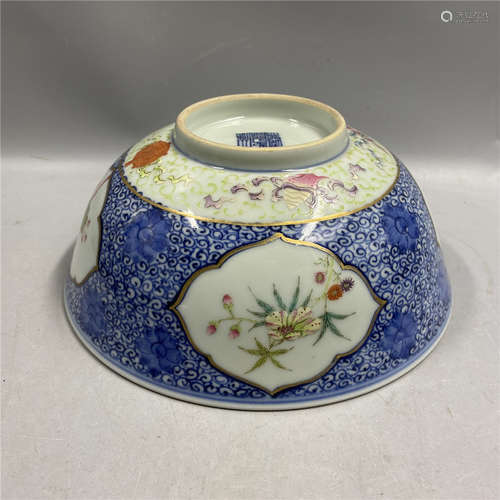 CHINESE BLUE AND WHITE WITH FAMILLE ROSE BOWL , D20CM H 8.2 ...