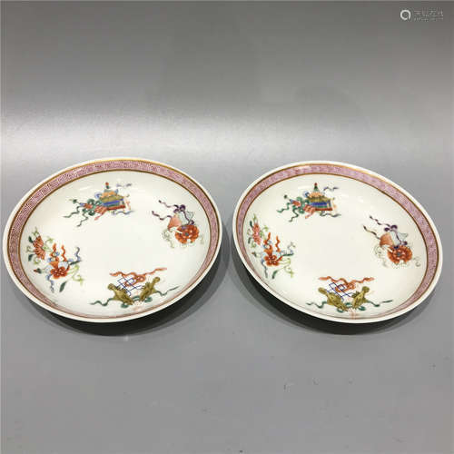 PAIR OF CHINESE FAMILLE ROSE PLATE ,D14CM