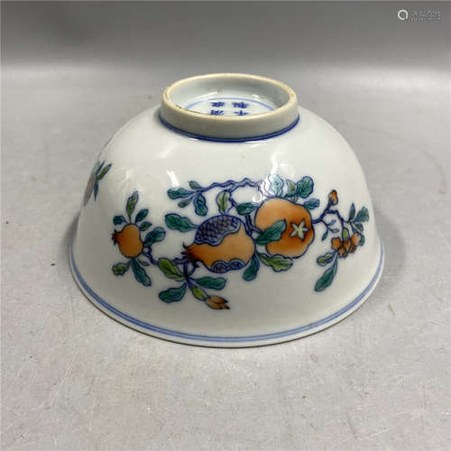 CHINESE DOUCAI PORCELAIN BOWL ,HAND PAINTED PEACHES,D12.3CM ...