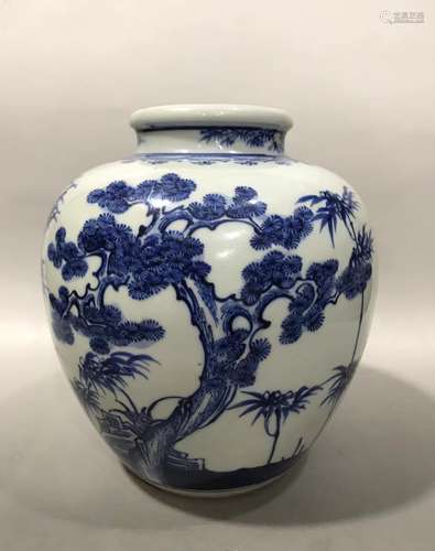 CHINESE BLUE AND WHITE GINGER JAR ,H26CM