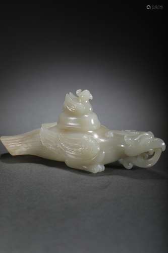 CHINESE JADE CRAVING BIRD CENSOR ,16X5.3X6.8