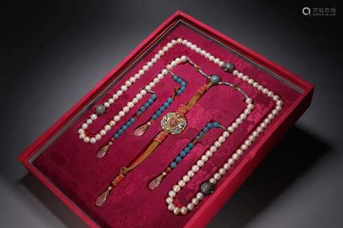 CHINESE PEARL COURT NECKLACE ,D1.2CM