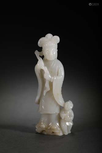 CHINESE JADE CRAVING GUANYIN, 5.2X2.7X13.5CM