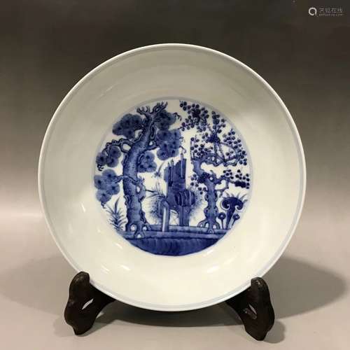 CHINESE BLUE AND WHITE PLATE ,D18CM