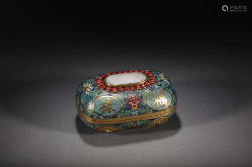 CHINESE CLOISONNE BOX AND COVER , MARK AT BASE ,20X13X10.2CM