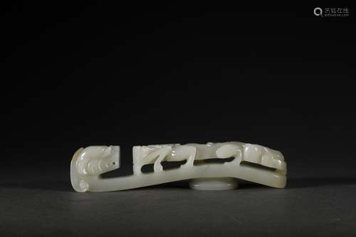 CHINESE JADE DRAGON BELT BUCKLE ,11.7X2.4CM