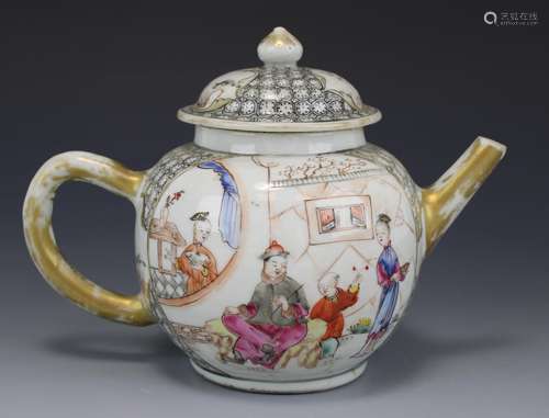 CHINESE FAMILLE ROSE MANDARIN TEA POT,L 18.5CM H 13.5CM