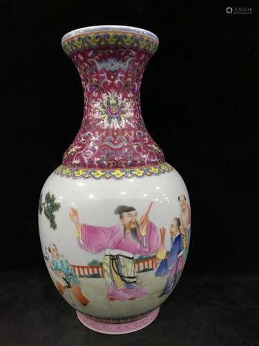 CHINESE FAMILLE ROSE PORCELAIN VASE ,DECORATED WITH FIGURES,...