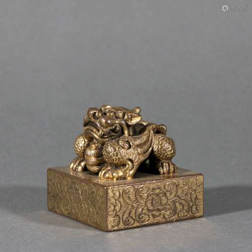 Dragon Gold Gilded Small Seal, China