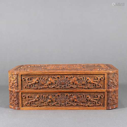 Boxwood Carving Covered Box, China