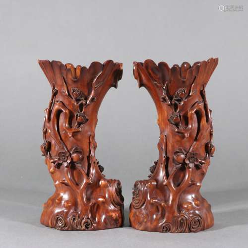 Pair Of Boxwood Carving 