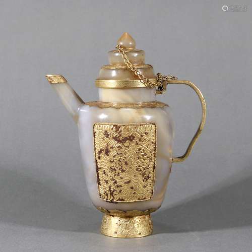 Agate Gold Gilded Wine Pot, China