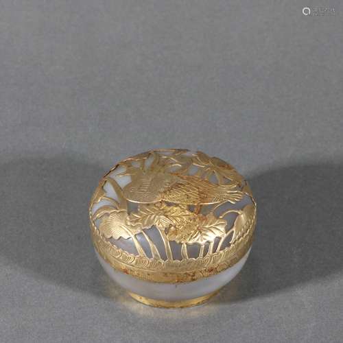 Agate Gold Gilded Covered Box, China