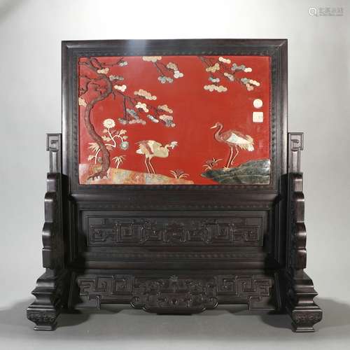 Zitan Rosewood Lacquer Woodcarving With Screen, China