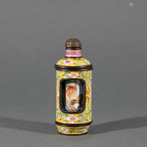 Bronze Enamel Painting Snuff Bottle, China