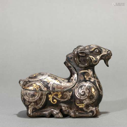 Bronze Gold Silver Painted Sheep-Shape Incense Burner, China