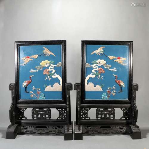 Pair Of Zitan Rosewood With Screens, China